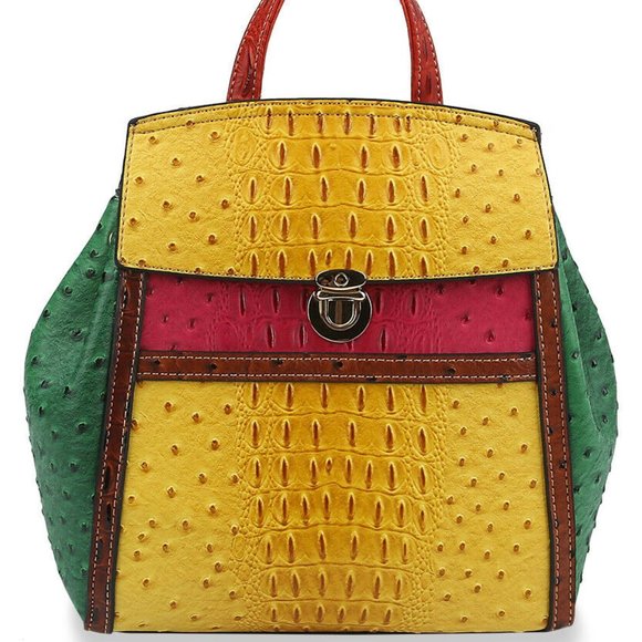 Handbags - Colorful Embossed Fashion Backpack Purse for Women